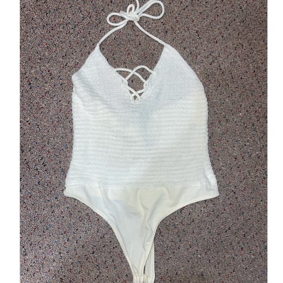 Guess White Knit Bodysuit Size Small - Picture 2 of 4